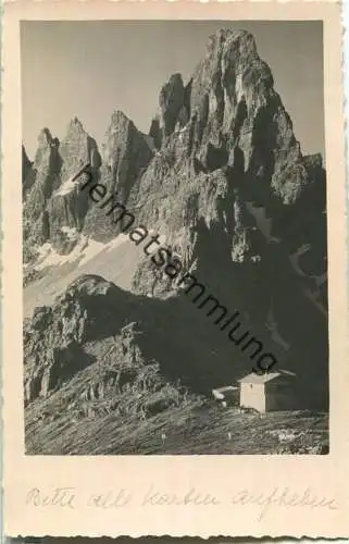 Refugio Tre Cime - Foto-Ansichtskarte - Verlag Leo Baehrendt Merano 1933