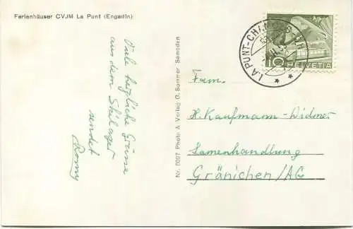 La Punt-Chamues-ch - Ferienhäuser CVJM - Foto-AK - Verlag G. Sommer Samedan gel. 1959