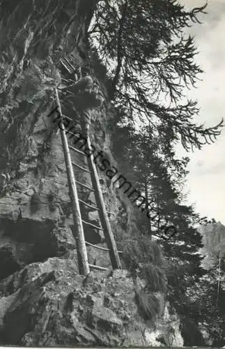 Albinenleitern am Felsenweg von Leukerbad nach Albinen - Foto-AK - Verlag Klopfenstein Adelboden gel. 1962