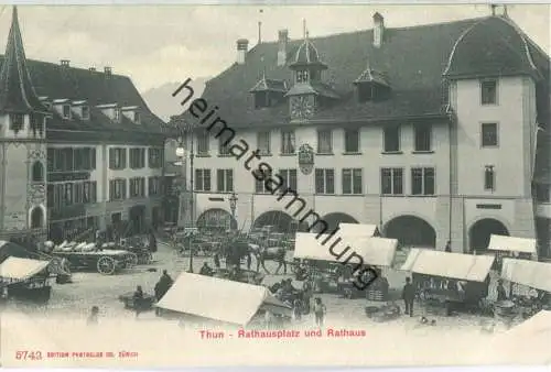 Thun - Rathausplatz und Rathaus - Edition Photoglob Co. Zürich ca. 1905