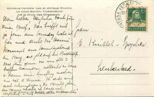 Montana-Vermala - Lac et clinique Moubra - Foto-AK - Edition Ch. Dubost Montana gel. 1928