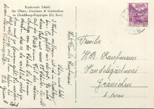 Oeschberg-Koppigen - Kantonale Schule für Obst- Gemüse- & Gartenbau - Flugaufnahme - Foto-AK Grossformat - Verlag O. Rot