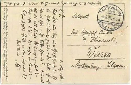 Mitau - Vom östlichen Kriegsschauplatz - Totalansicht - K. D. Feldpostexped. des Oberkommandos der 8. Armee 9.8.1916