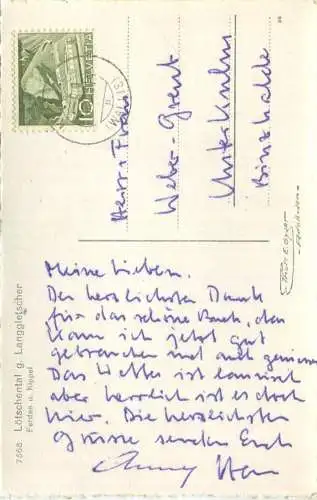 Lötschental gegen Langgletscher - Foto-AK - Verlag Gyger Adelboden gel. 1951
