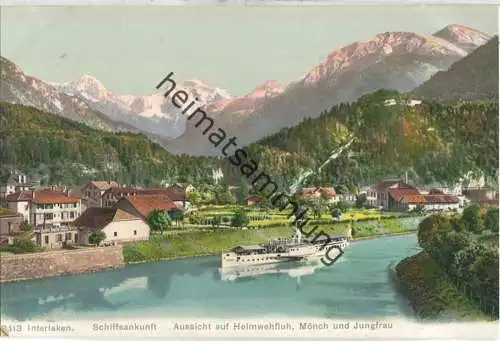 Interlaken - Fahrgastschiff - Aussicht auf Heimwehfluh - Mönch und Jungfrau - Edition Phototypie Co. Neuchatel ca. 1910