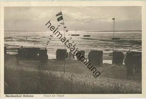 Nordseebad Duhnen - Abend am Strand - Verlag Thode Cuxhaven 30er Jahre