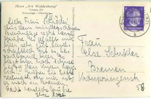 Braunlage - Haus Am Waldeshang - Foto-Ansichtskarte - Verlag H. Rudolphi Braunlage