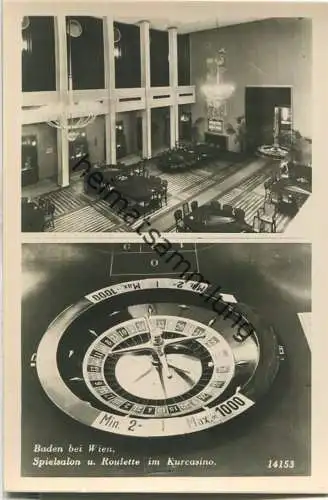 Baden bei Wien - Spielsalon und Roulette im Kurcasino - Foto-Ansichtskarte - Verlag Photo Hubmann Wien