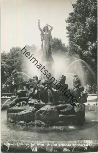 Baden bei Wien - Undine-Brunnen im Kurpark - Foto-Ansichtskarte - Verlag P. Ledermann Wien 1941