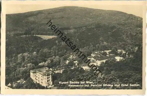Baden bei Wien - Helenenthal mit Pension Silvana und Hotel Sacher - Foto-Ansichtskarte - Verlag P. Ledermann Wien 1941