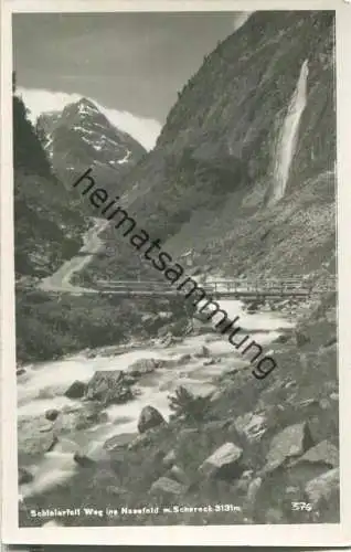 Schleierfall - Weg ins Nassfeld mit Schareck - Foto-Ansichtskarte - Verlag E. Wolkersdorfer Hofgastein 1940