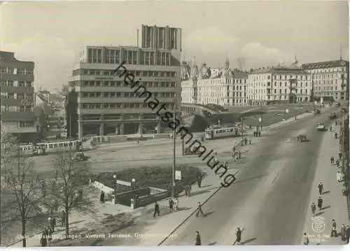 Oslo - Torstedbygningen - Victoria Terrasse - Drammensveien - Strassenbahn - Foto-AK Grossformat 40er Jahre