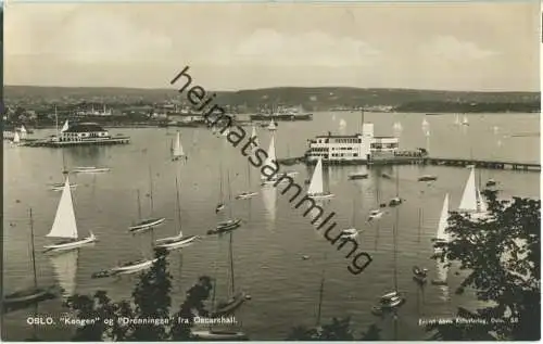 Olso - Kongen og Dronningen fra Oscarshall - Foto-Ansichtskarte 40er Jahre - Abel's Kunstforlag Oslo