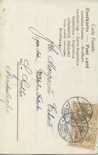 Fröhliches Neujahr - Frau - Taube - Brief - gel. 1905