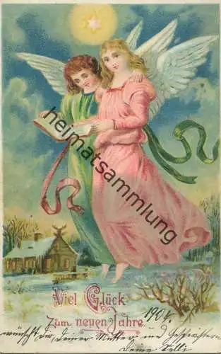Viel Glück zum neuen Jahre - Engel - gel. 1903