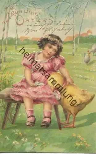 Fröhliche Ostern - Kind und Kücken - gel. 1905
