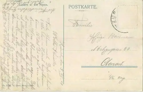 Luzern - Verlag E. Goetz Luzern - Marke entfernt gel. 1918