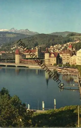 Luzern - Kapellbrücke und Jesuitenkirche - Verlag Franz Schneider Lucerne - Rückseite beschrieben 1970