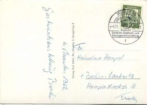 Berlin - Deutsche Gastwirts- Konditoren- und Nahrungsmittelausstellung 1962 mit entsprechendem Sonderstempel - Foto-AK G