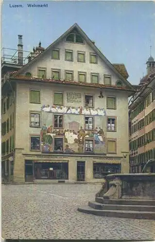 Luzern Weinmarkt - Gemälde von Ed. Renggli "Die Hochzeit zu Kana" - Verlag E. Goetz Luzern
