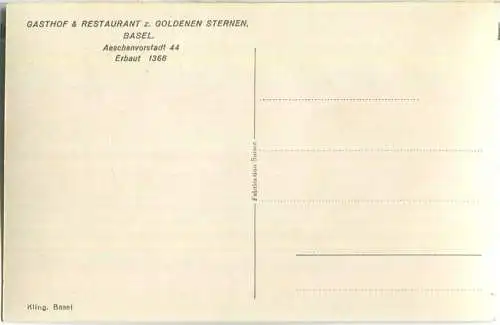 Basel - Gasthof & Restaurant zum goldenen Sternen - Aeschenvorstadt 44 - Foto-Ansichtskarte 30er Jahre