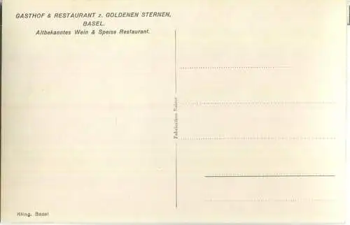 Basel - Gasthof & Restaurant zum goldenen Sternen - Aeschenvorstadt 44 - Innenansicht - Foto-Ansichtskarte 30er Jahre