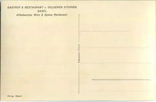 Basel - Gasthof & Restaurant zum goldenen Sternen - Aeschenvorstadt 44 - Innenansicht Foto-Ansichtskarte 30er Jahre