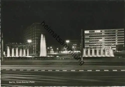 Berlin-Charlottenburg - Ernst-Reuter Platz bei Nacht - Foto-Ansichtskarte Grossformat 60er Jahre - Verlag Kunst und Bild