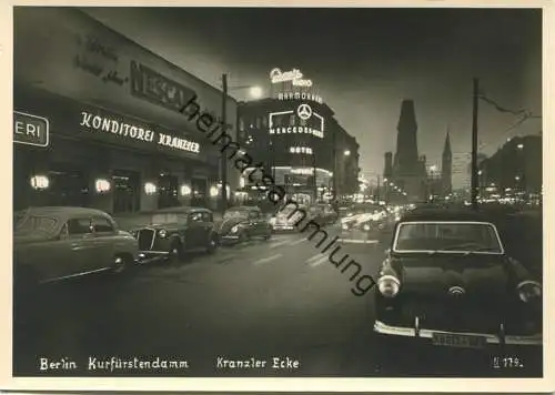 Berlin - Kurfürstendamm - Kranzler Eck bei Nacht - Foto-AK Grossformat 50er Jahre - Verlag R. Lissner Berlin