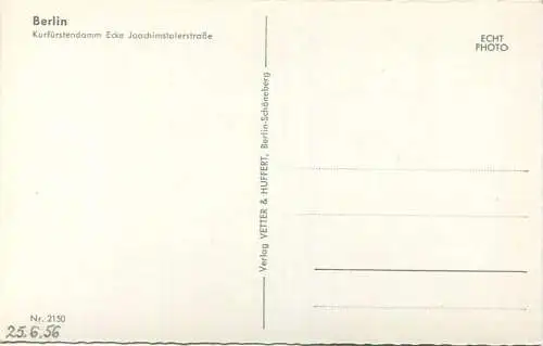 Berlin - Kurfürstendamm - Verlag Vetter & Huffert Berlin - Foto-AK 50er Jahre