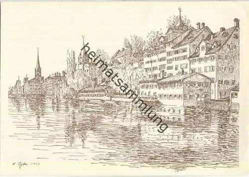 Zürich - Schipfe - Künstlerkarte signiert W. Ryter 1943