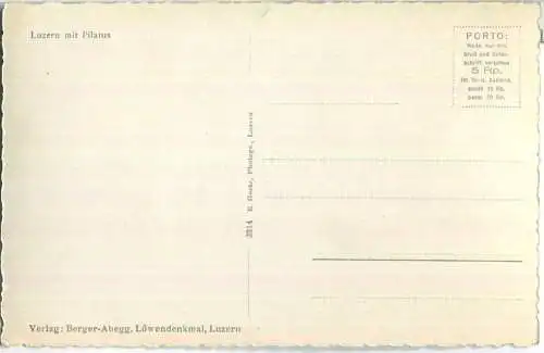 Luzern mit Pilatus - Verlag Berger-Abegg Löwendenkmal Luzern