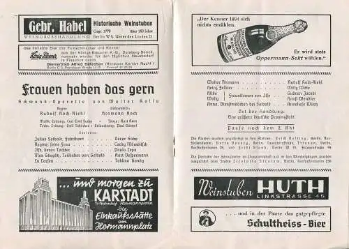 Berlin - Schiffbauerdamm Theater - Operette von Walter Kollo 1940 - 20 Seiten mit 13 Abbildungen der Schauspieler