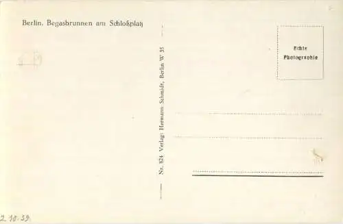 Berlin - Begasbrunnen am Schlossplatz - Foto-AK 30er Jahre - Verlag Hermann Schmidt Berlin