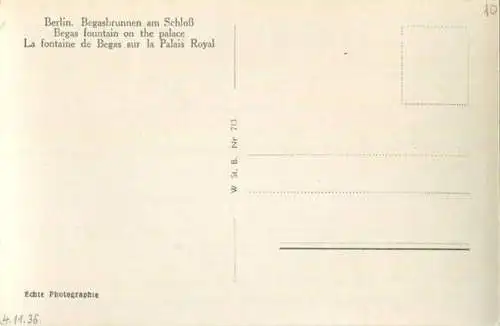 Berlin - Begasbrunnen am Schloss - Foto-AK 30er Jahre