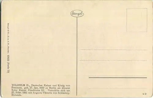 Kaiser Wilhelm II - Verlag Stengel & Co GmbH Dresden Nr. 49025