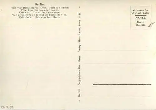 Berlin - Blick vom Rathausturm - Foto-AK Grossformat 30er Jahre - Verlag Hans Andres Berlin