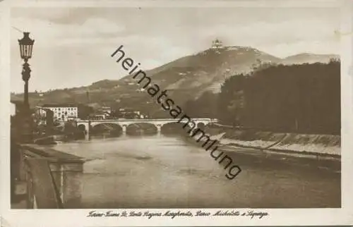 Torino - Fiume Po - Ponte Regina Margherita - Parco Michelotti e Superga - Foto-AK - vera Fotografia