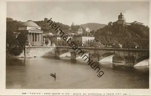 Torino - Gran Madre di Dio - Monte dei Cappuccini e Ponte Vitt. Em. I. - Foto-AK - vera Fotografia