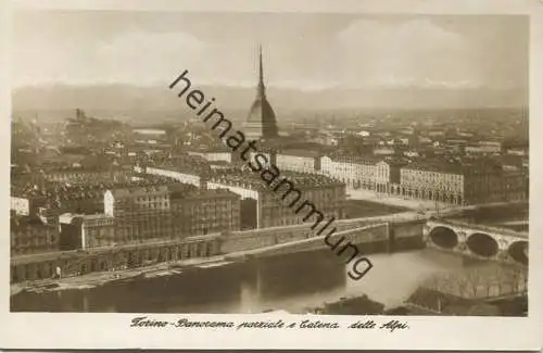 Torino - Panorama parriale e Catena delle Alpi - Foto-AK - vera Fotografia