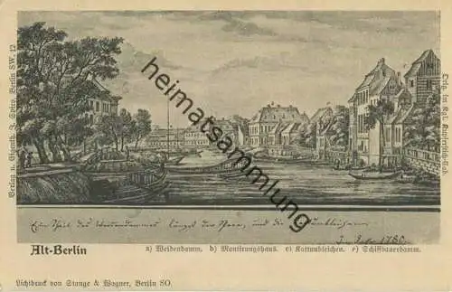 Alt-Berlin - Weidendamm - Schiffbauerdamm - Verlag J. Spiro Berlin SW - Druck Stange & Wagner Berlin SO