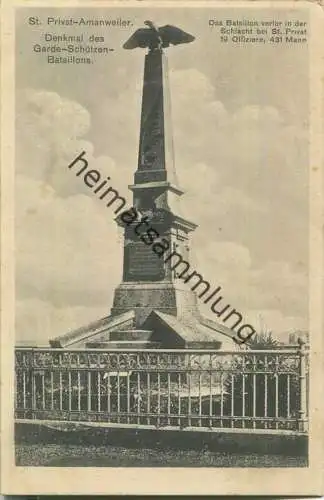 Amanvillers - St. Privat-Amanweiler - Denkmal des Garde-Schützen-Bataillons - Verlag Fritz Volkmann St. Privat