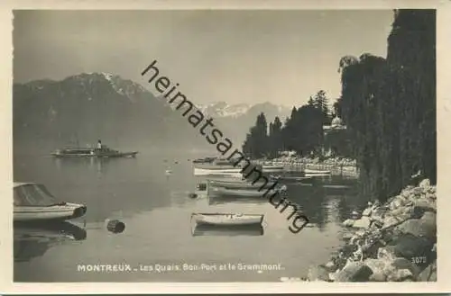 Montreux - Les Quais - Bon-Port et le Grammont - Foto-AK - Edition Art. Perrochet-Matile SA Lausanne - Rückseite beschri