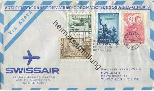 Swissair -Vuelo Inaugural Convair 990 - Buenos Aires-Zürich 1962