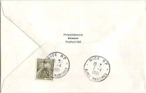 Swissair - First Flight - Zürich-Nice 1961 - Timbre Taxe