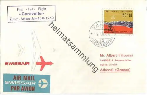 Swissair - First Jet Flight - Caravelle - Vaduz-Athens 1960