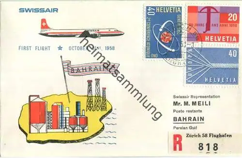 Swissair - First Flight - Zürich-Bahrain 1958