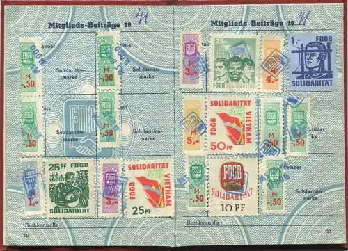 DDR - FDGB Mitgliedsbuch - Freier Deutscher Gewerkschaftsbund - IG Metall Leipzig - Beiträge von 1971 bis 1980