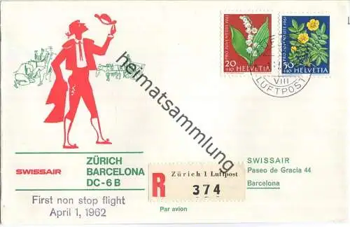 Swissair - First Non Stop Flight - DC-6 B - Zürich-Barcelona 1962