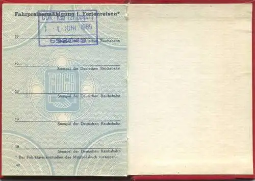 DDR - FDGB Mitgliedsbuch - Freier Deutscher Gewerkschaftsbund - IG Metall Leipzig - Beiträge von 1986 bis 1989